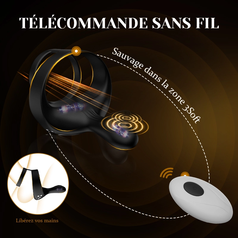 Cockring Vibreur Testicules & Périnée Télécommande Sans Fil