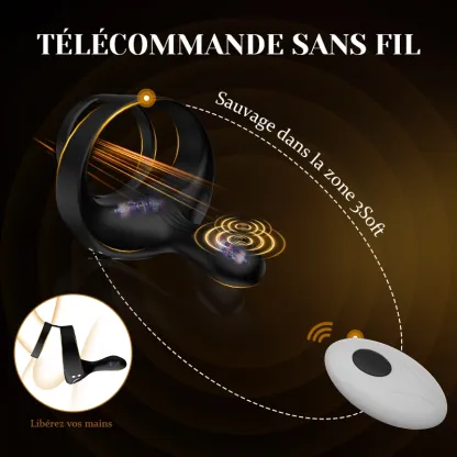 Cockring Vibreur Testicules & Périnée Télécommande Sans Fil