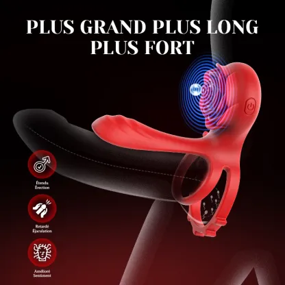 Cockring Rose à Double Moteur 10 Vibration pour Couples