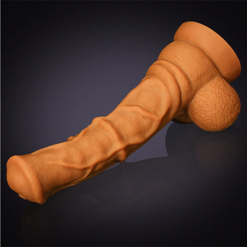 Gode ​​Cheval Rugueux en Silicone Liquide Doré Extra Large 32-37 cm
