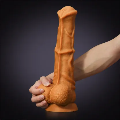 Gode ​​Cheval Rugueux en Silicone Liquide Doré Extra Large 32-37 cm
