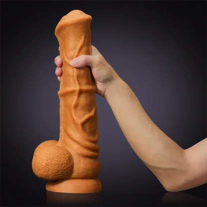 Gode ​​Cheval Rugueux en Silicone Liquide Doré Extra Large 32-37 cm