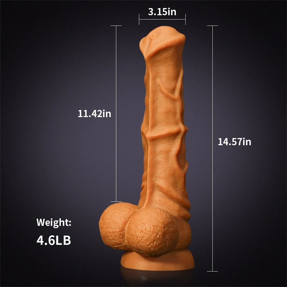 Gode ​​Cheval Rugueux en Silicone Liquide Doré Extra Large 32-37 cm