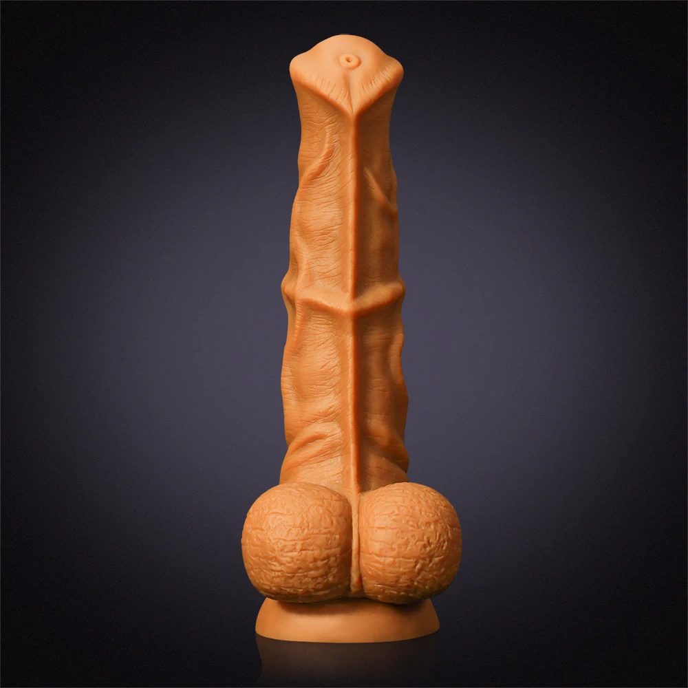 Gode ​​Cheval Rugueux en Silicone Liquide Doré Extra Large 32-37 cm