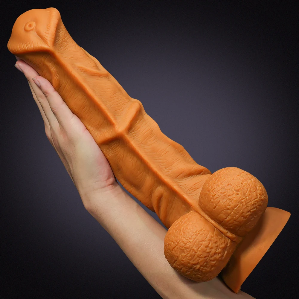 Gode ​​Cheval Rugueux en Silicone Liquide Doré Extra Large 32-37 cm