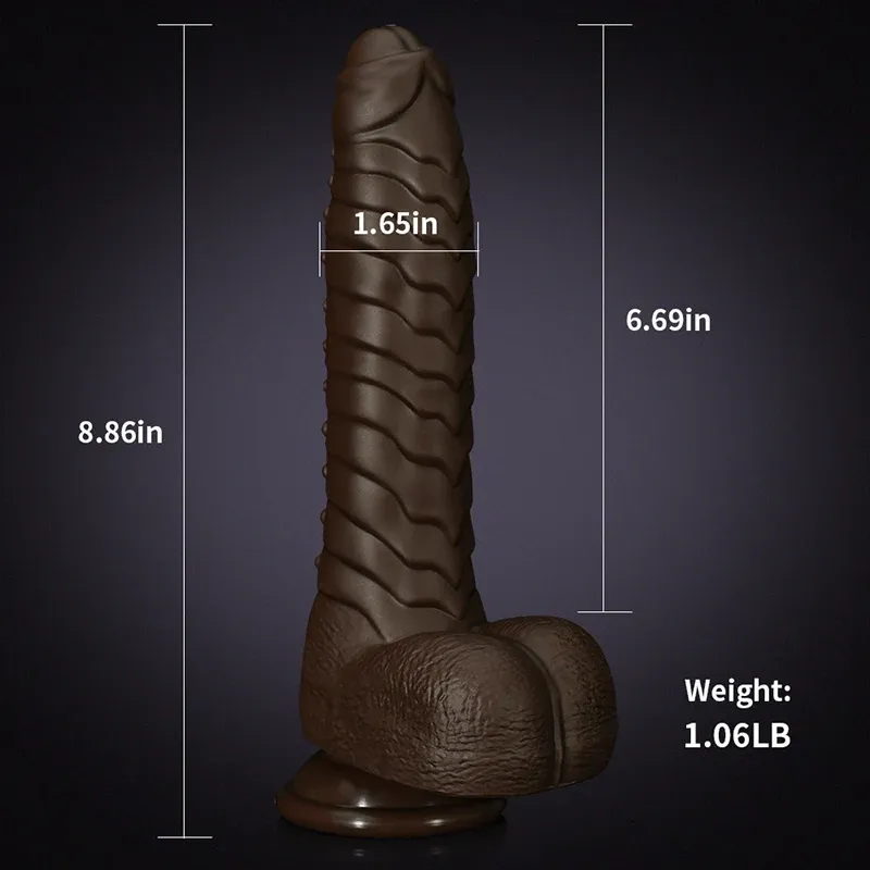 Gode ​​Vibrant Chauffant Silicone Marron 22.09cm
