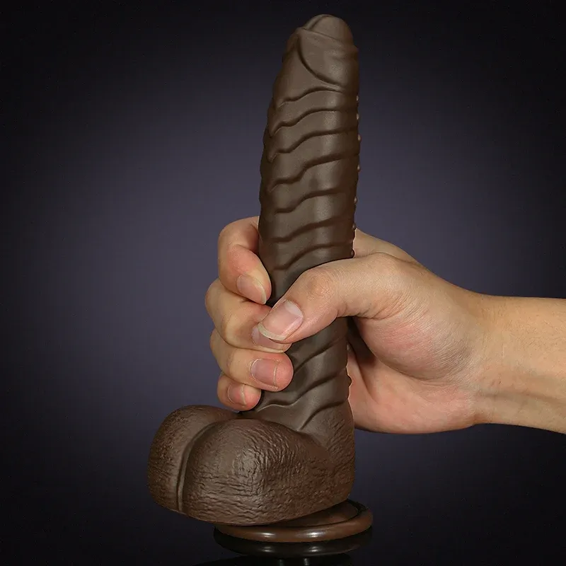 Gode ​​Vibrant Chauffant Silicone Marron 22.09cm