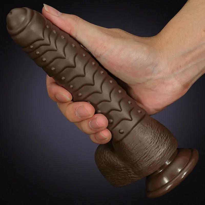 Gode ​​Vibrant Chauffant Silicone Marron 22.09cm