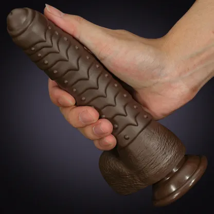 Gode ​​Vibrant Chauffant Silicone Marron 22.09cm