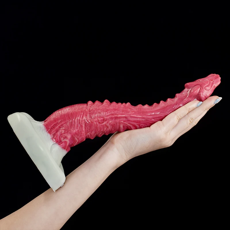 Gode Dragon Réaliste et Courbé en Silicone 26,5 cm