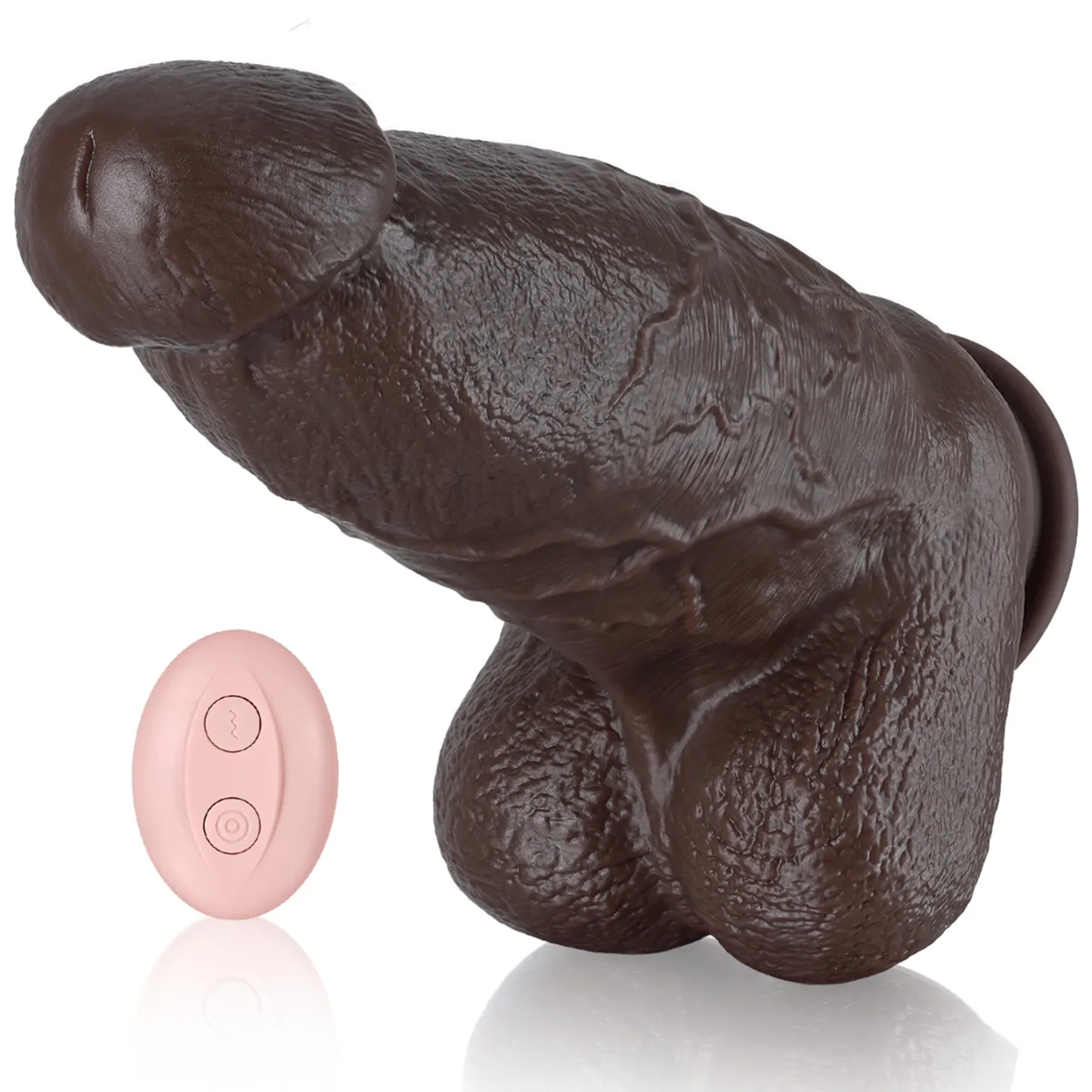 Gode Noir Réaliste Silicone Vibrant avec Telecommande 23.5cm