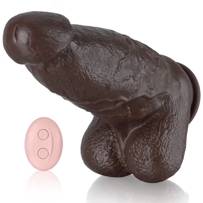 Gode Noir Réaliste Silicone Vibrant avec Telecommande 23.5cm