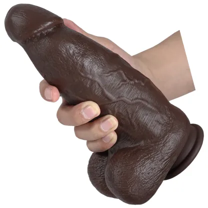 Gode Noir Réaliste Silicone Vibrant avec Telecommande 23.5cm