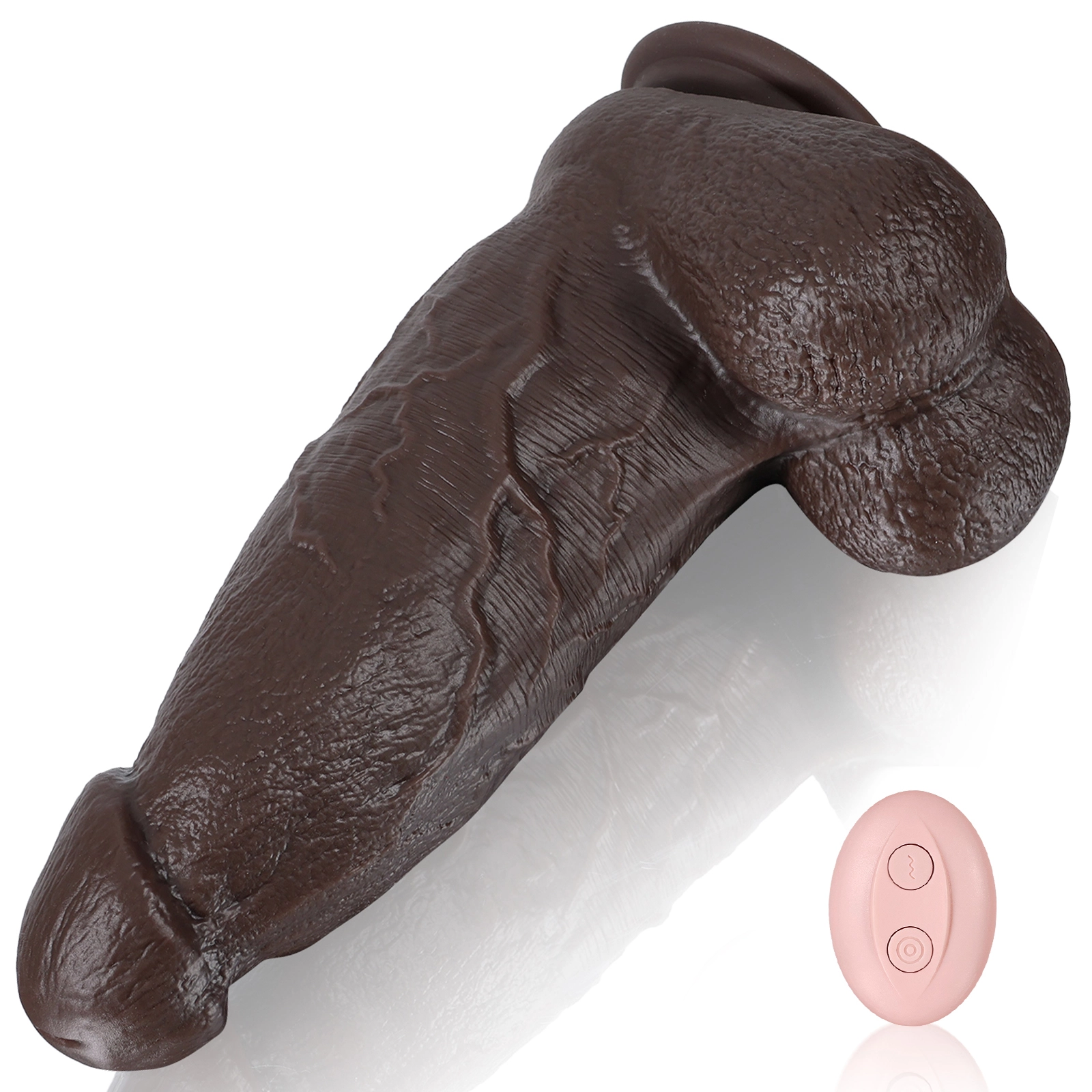 Gode Noir Réaliste Silicone Vibrant avec Telecommande 23.5cm