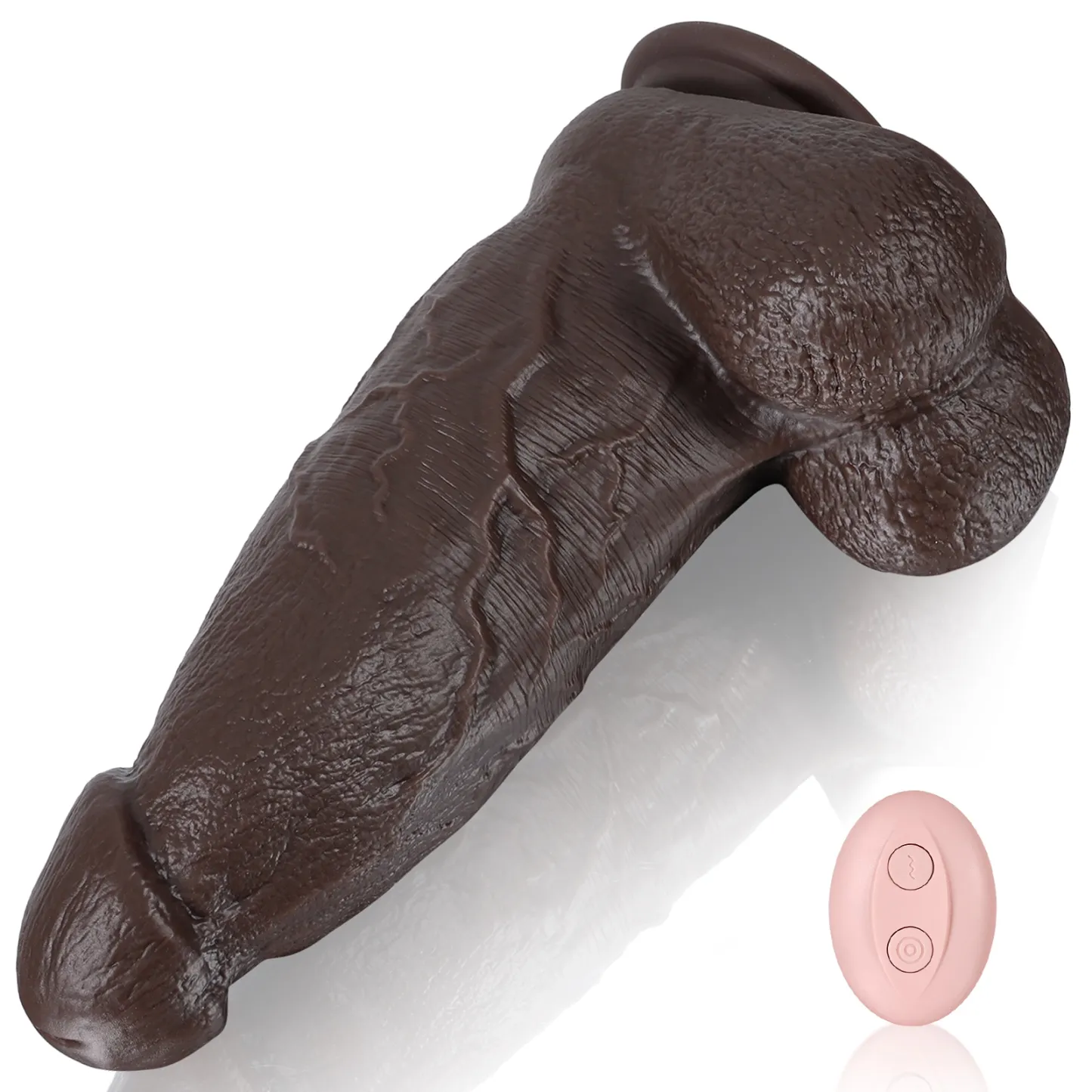 Gode Noir Réaliste Silicone Vibrant avec Telecommande 23.5cm