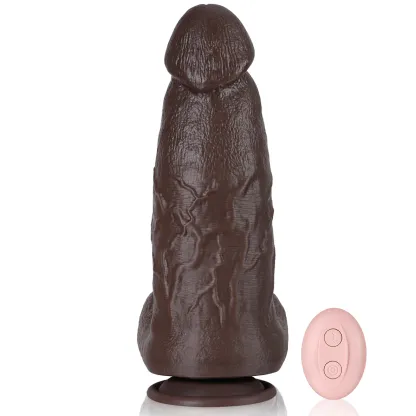 Gode Noir Réaliste Silicone Vibrant avec Telecommande 23.5cm