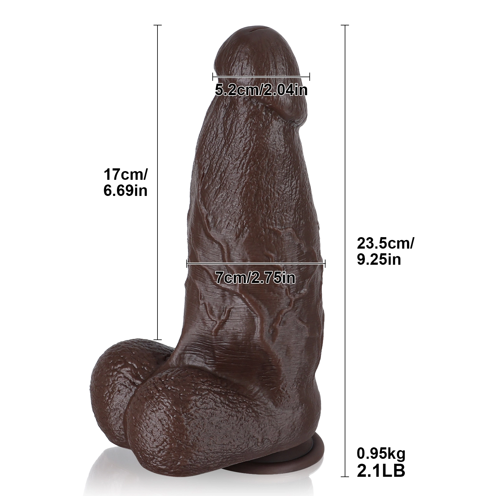 Gode Noir Réaliste Silicone Vibrant avec Telecommande 23.5cm