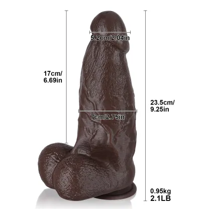 Gode Noir Réaliste Silicone Vibrant avec Telecommande 23.5cm
