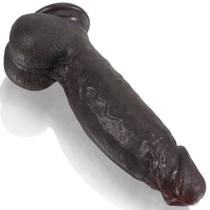 Gode Realiste Noir en Silicone Souple 21.84cm
