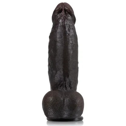 Gode Realiste Noir en Silicone Souple 21.84cm