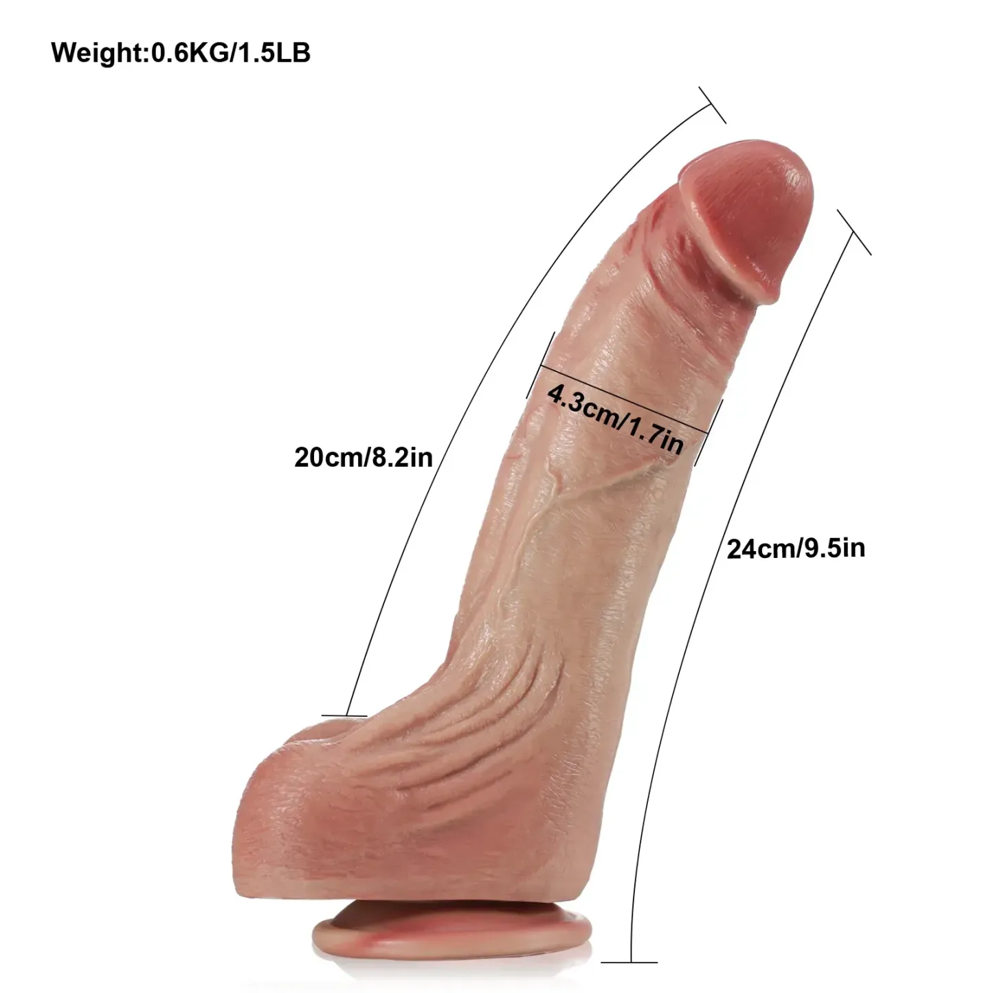Gode Réaliste Silicone Anal Ventouse 24cm