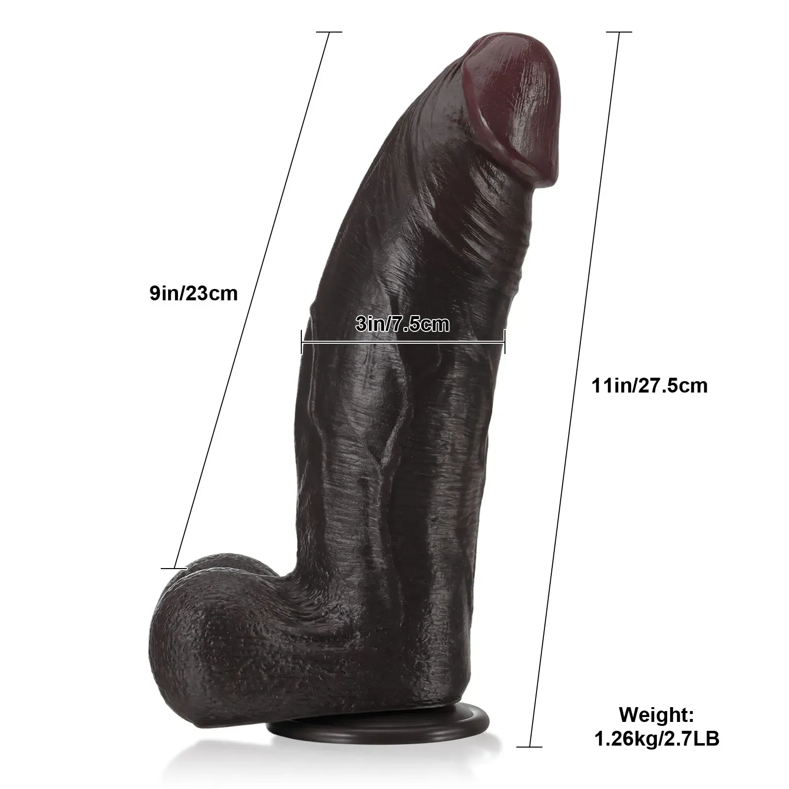 Gros Anal Réaliste Noir Gode Ventouse 27.5cm