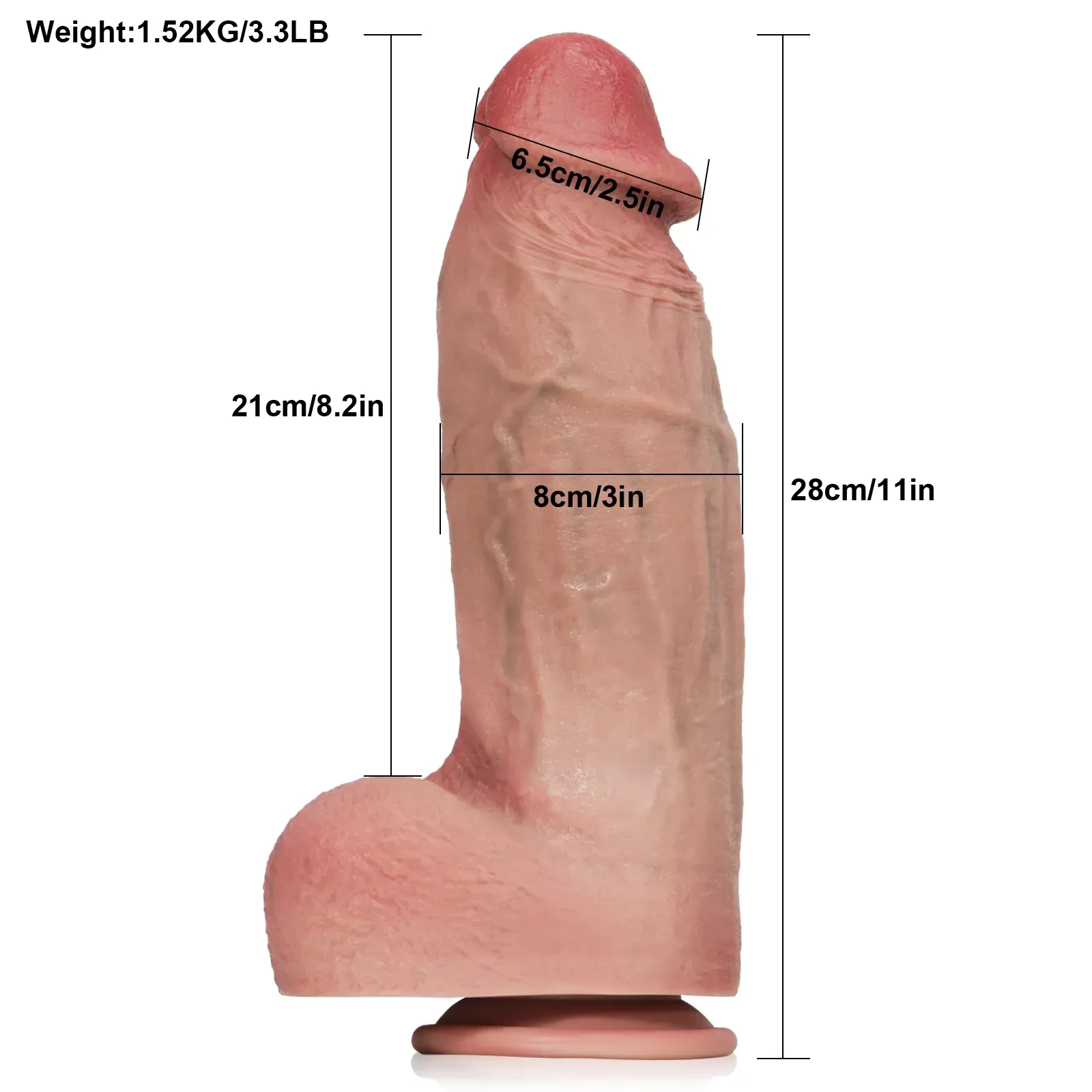 Gros Gode Anal Réaliste en Silicone 28cm
