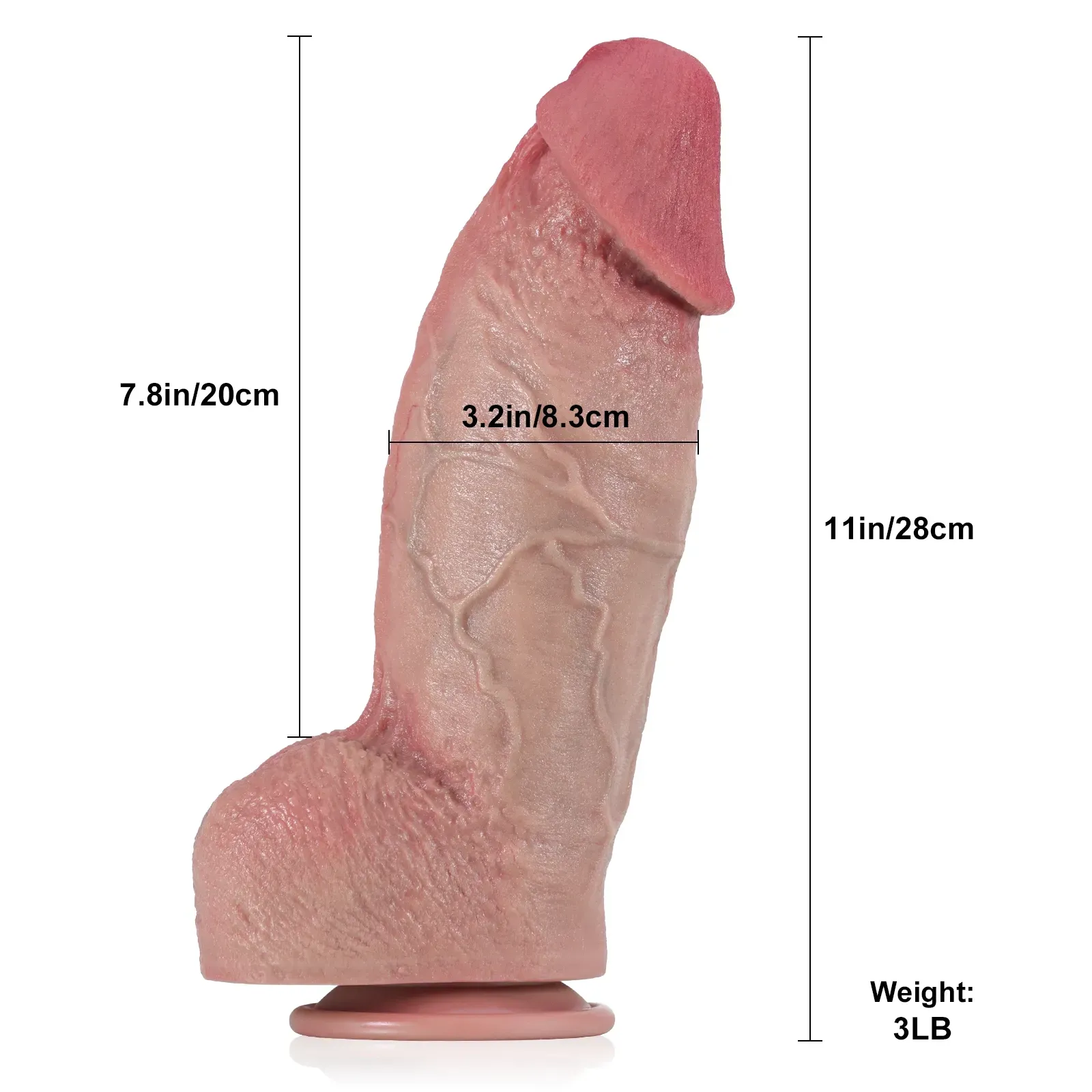 Gros Réaliste Silicone Ventous Gode 28cm