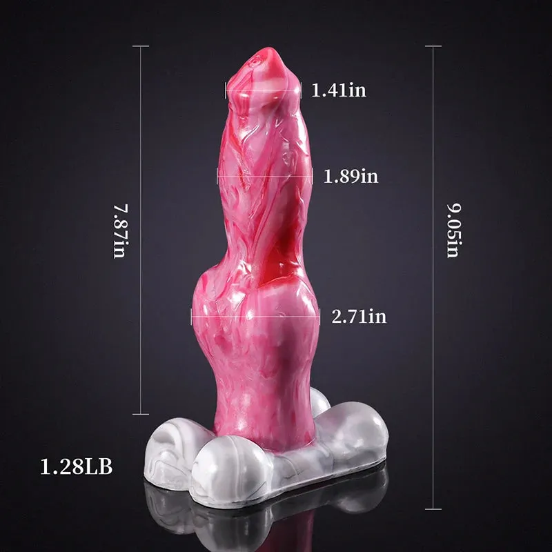 9,05 Pouces Gode Chien en Silicone avec Gros Nœud