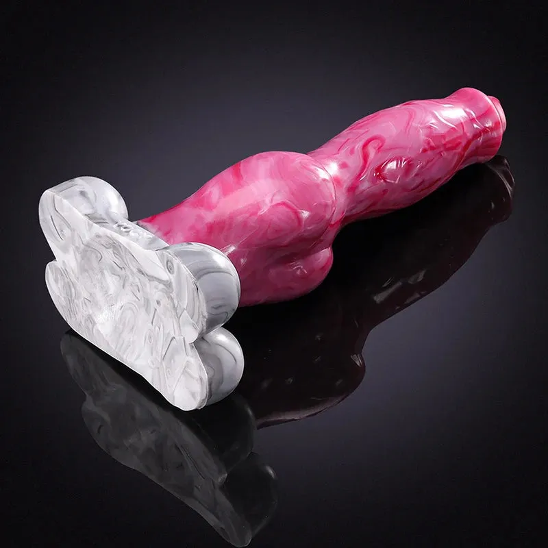 9,05 Pouces Gode Chien en Silicone avec Gros Nœud