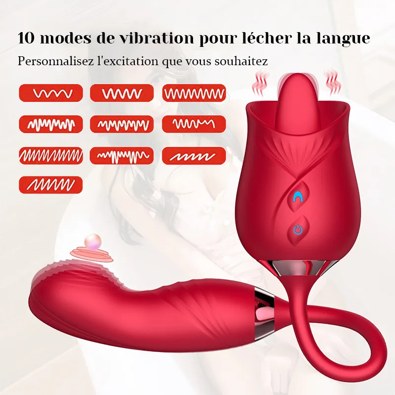 Léchage de Clitoris Multifonctionnel Rose Vibrator Avec Stimulateur Vibrant