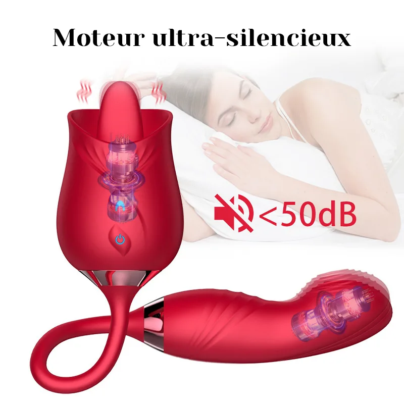 Léchage de Clitoris Multifonctionnel Rose Vibrator Avec Stimulateur Vibrant