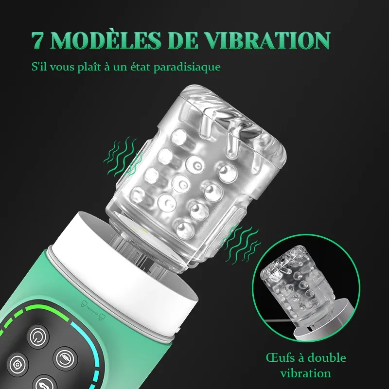 Masturbateur Étanche Sucant, Rotatif, Va-et-Vient et Vibrant