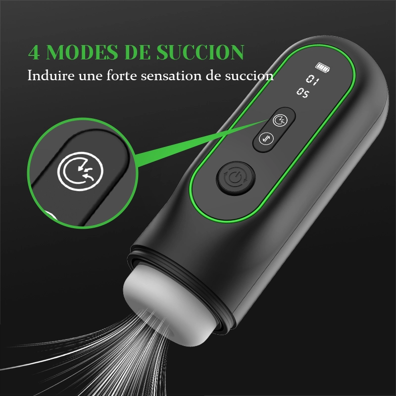 Masturbateur Succion, Va-et-Vient, Vibration, Chauffage et Voix