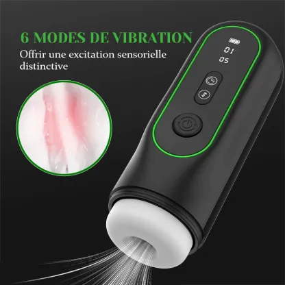 Masturbateur Succion, Va-et-Vient, Vibration, Chauffage et Voix