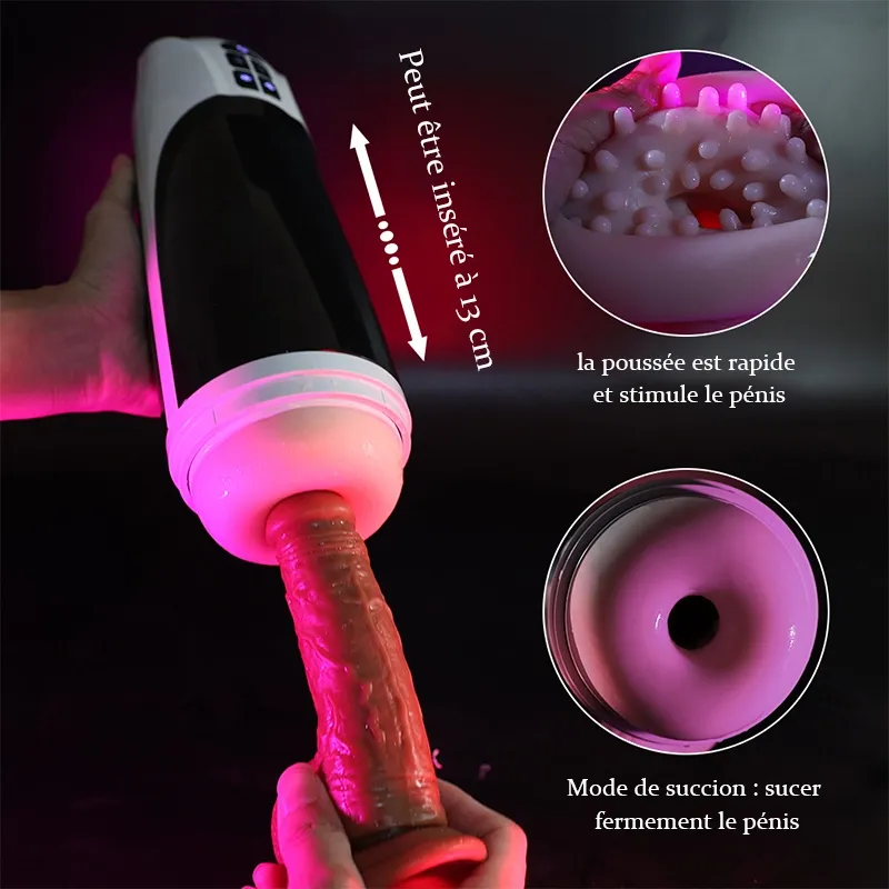 Masturbateur Grande Taille Mains Libres Avec Base Chauffante
