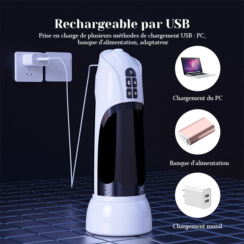 Masturbateur Grande Taille Mains Libres Avec Base Chauffante
