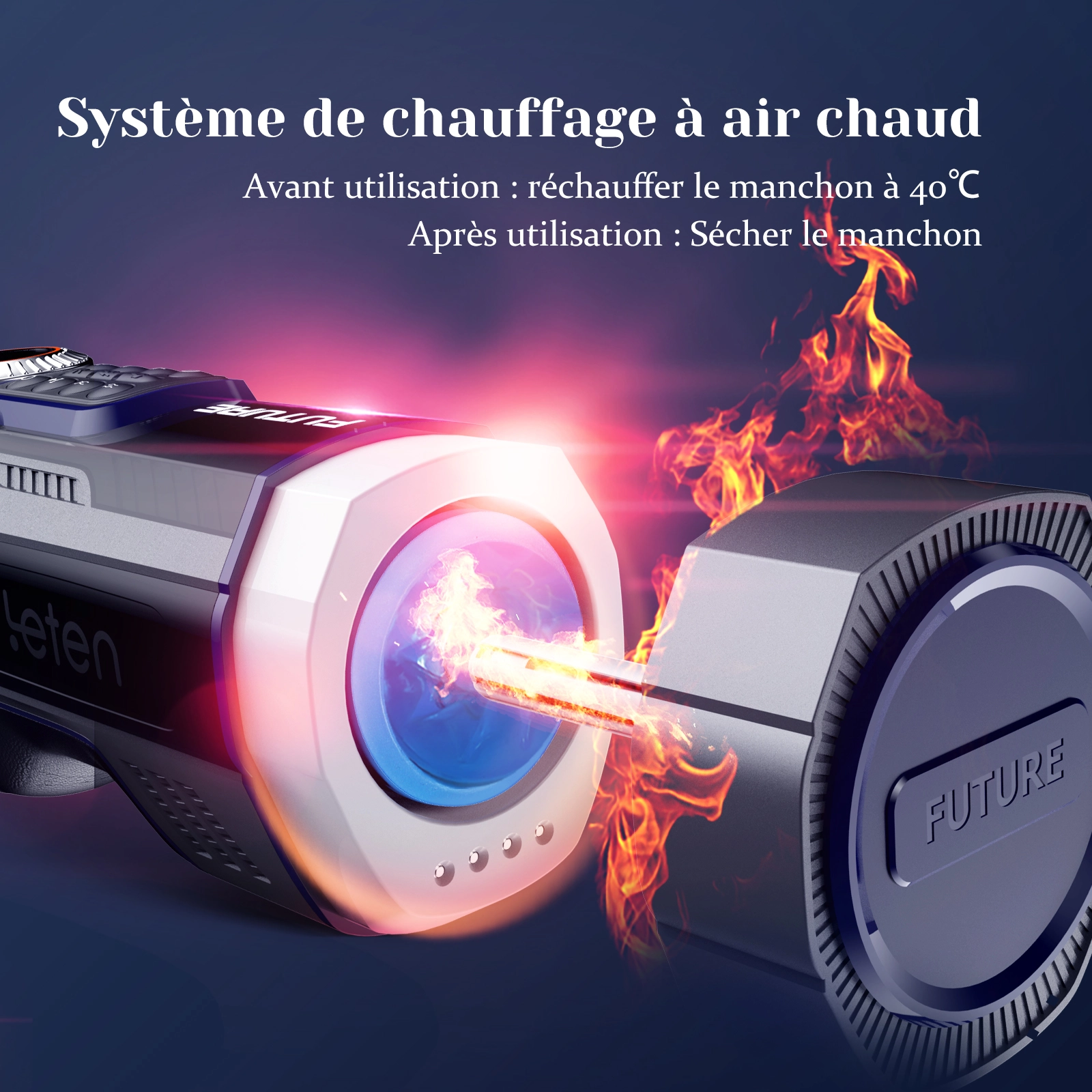 Masturbateur De Luxe Avec 10 Air Bags De Massage Et Base De Séchage Chauffante