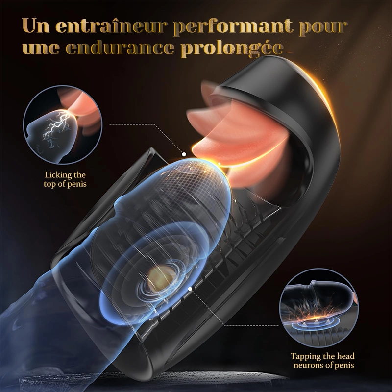 Masturbateur de Gland 10 Modes de Lécher, Tapoter et Vibrer, Masseuse Pénienne