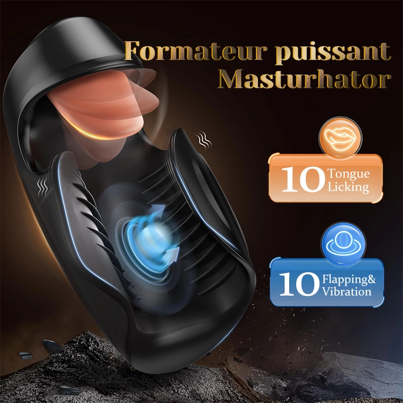 Masturbateur de Gland 10 Modes de Lécher, Tapoter et Vibrer, Masseuse Pénienne
