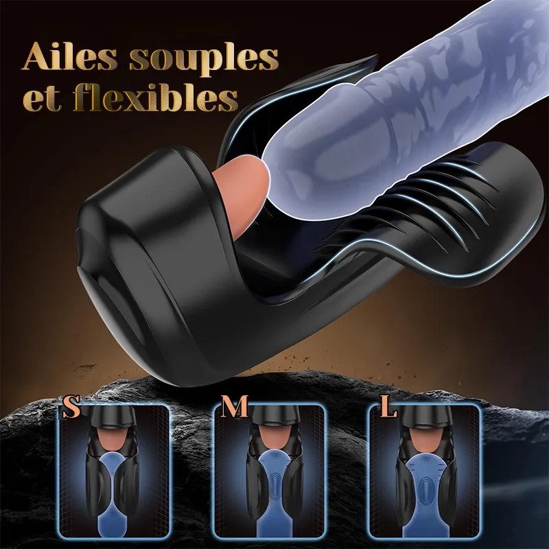 Masturbateur de Gland 10 Modes de Lécher, Tapoter et Vibrer, Masseuse Pénienne