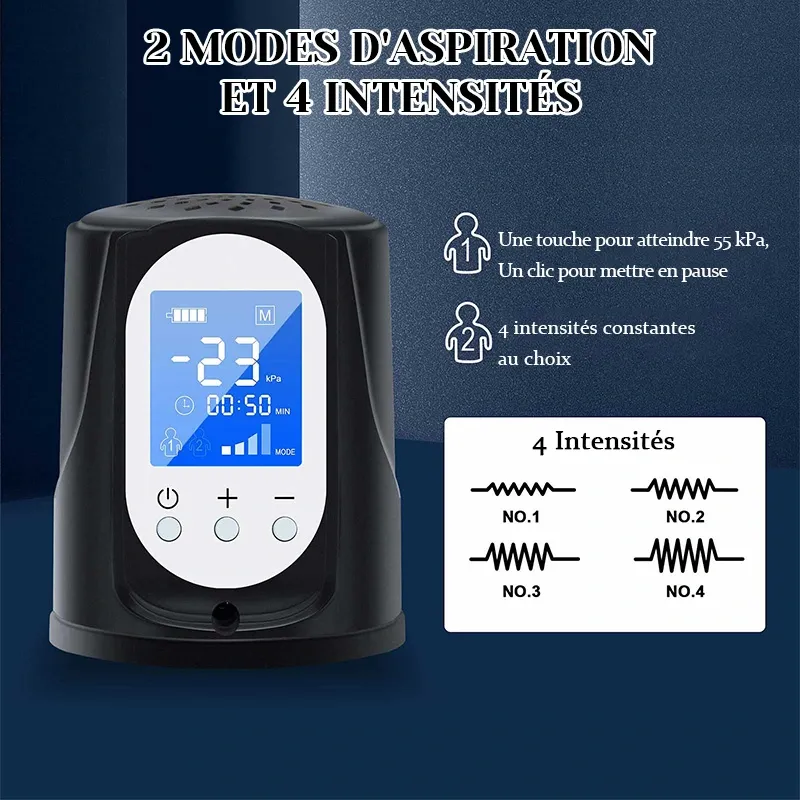 Pompe à Pénis avec Écran LCD et Commande de Pression d'Air Ajustable