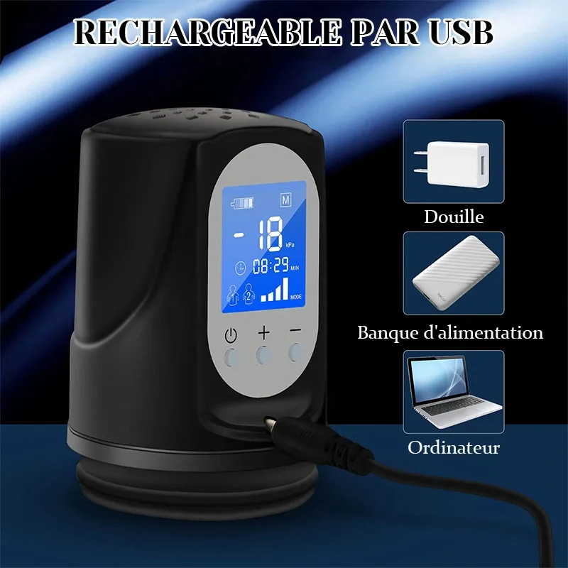 Pompe à Pénis avec Écran LCD et Commande de Pression d'Air Ajustable