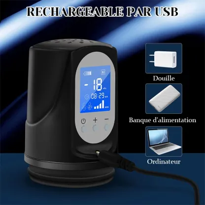Pompe à Pénis avec Écran LCD et Commande de Pression d'Air Ajustable