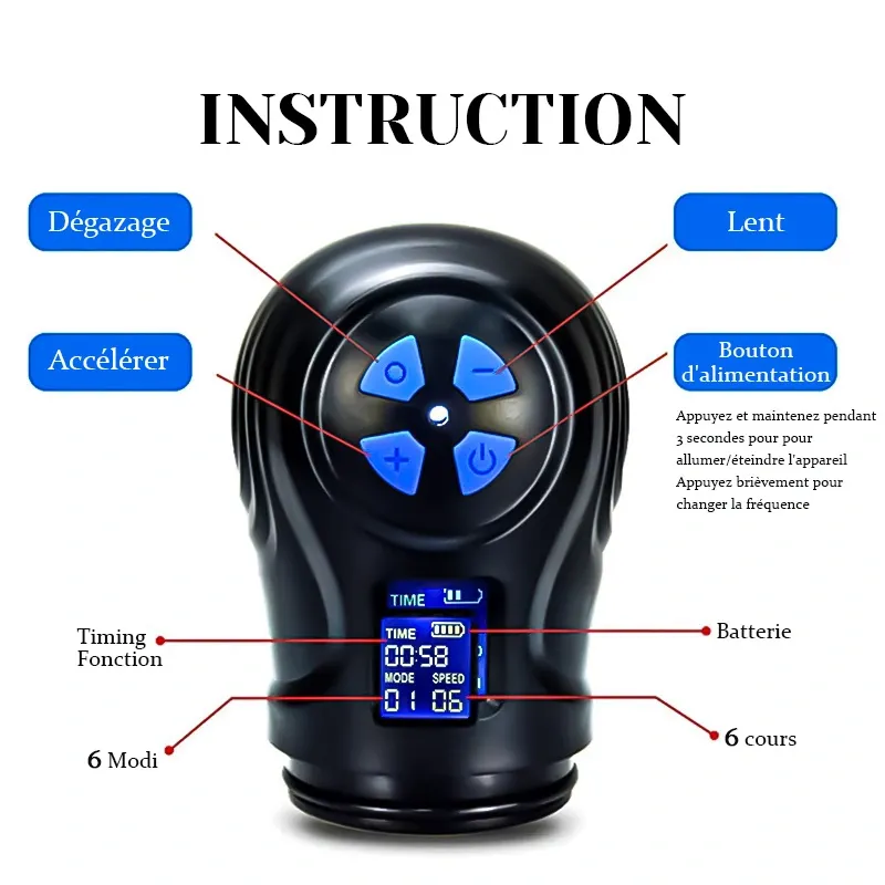 Pompe Penis 6 Modes d'Aspiration & Écran LCD