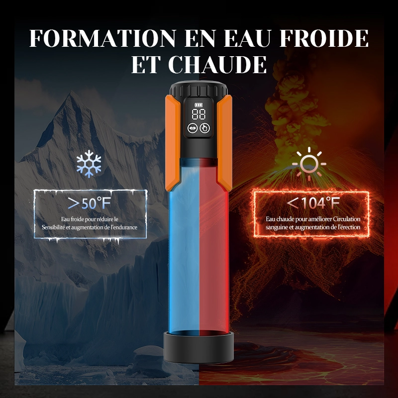Pompe a Penis à 5 Niveaux de Succion pour Entraînement à l'Eau Chaude et Froide