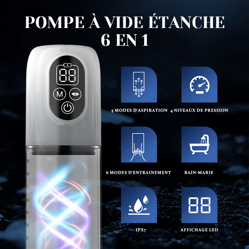 Pompe a Penis Hydraulique à 5 Niveaux de Succion avec Manchon Masturbateur Supplémentaire
