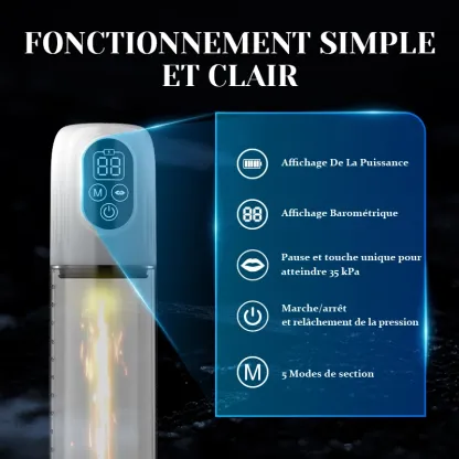 Pompe a Penis Hydraulique à 5 Niveaux de Succion avec Manchon Masturbateur Supplémentaire