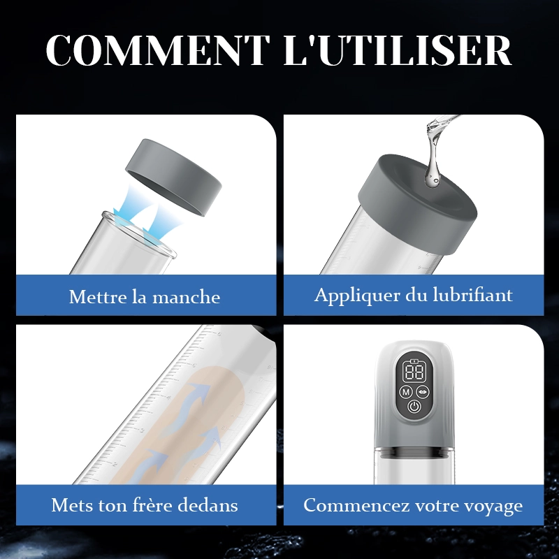 Pompe a Penis Hydraulique à 5 Niveaux de Succion avec Manchon Masturbateur Supplémentaire