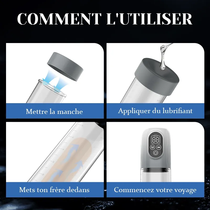 Pompe a Penis Hydraulique à 5 Niveaux de Succion avec Manchon Masturbateur Supplémentaire